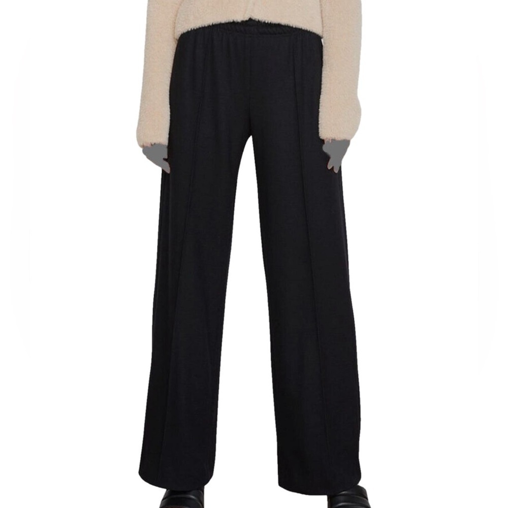 St. John Caviar Wool Knit Wide Leg Pant